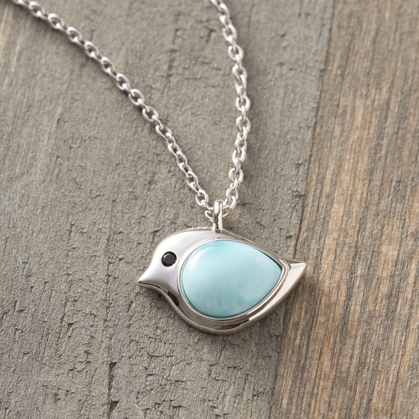 Sterling Silver Larimar Birdie Necklace
