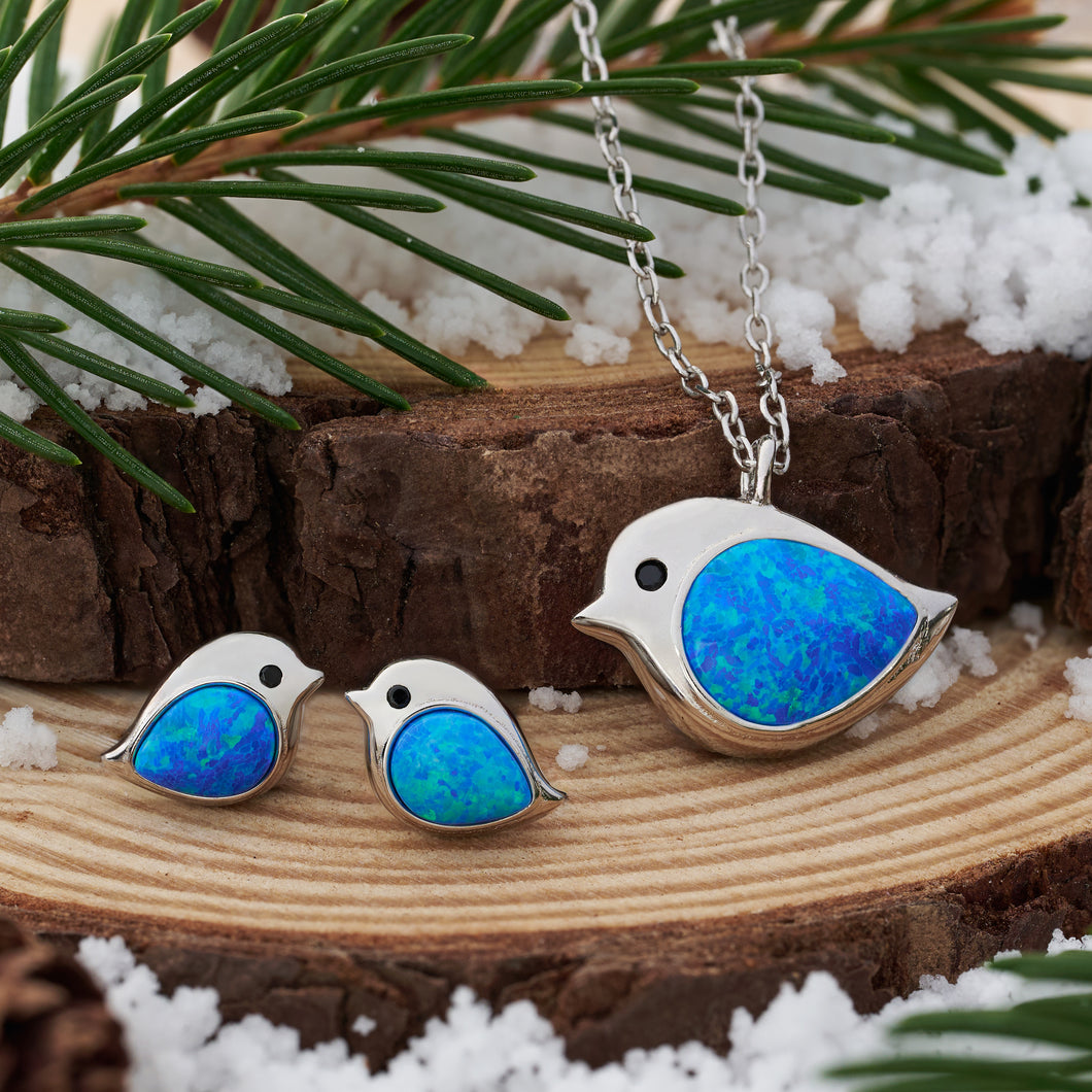 Sterling Silver Blue Opal Birdie Gift Set