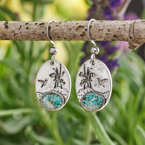 Turquoise Hummingbird Flower Earrings