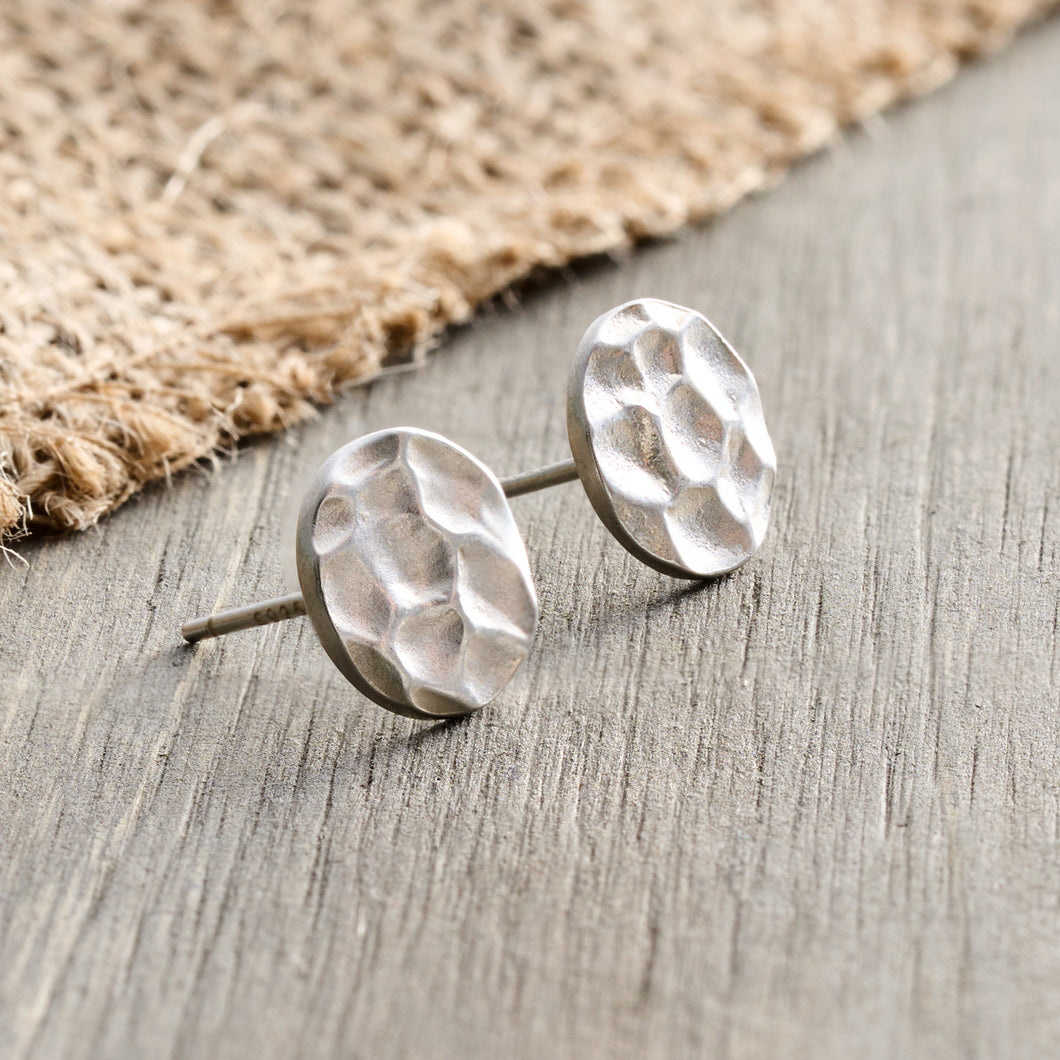 Sterling Silver Hammered Disc Studs
