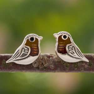 Sterling Silver Little Robin Studs