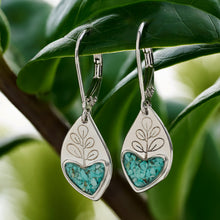 Load image into Gallery viewer, Turquoise Heart Leaf Earrings