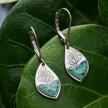 Load image into Gallery viewer, Turquoise Heart Leaf Earrings