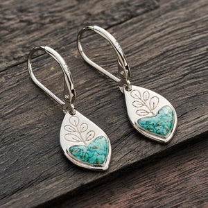 Turquoise Heart Leaf Earrings