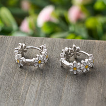 Load image into Gallery viewer, Sterling Silver Little Daisy Huggies
