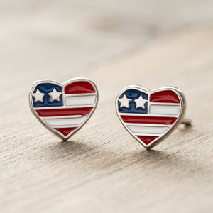 Sterling Silver American Flag Studs