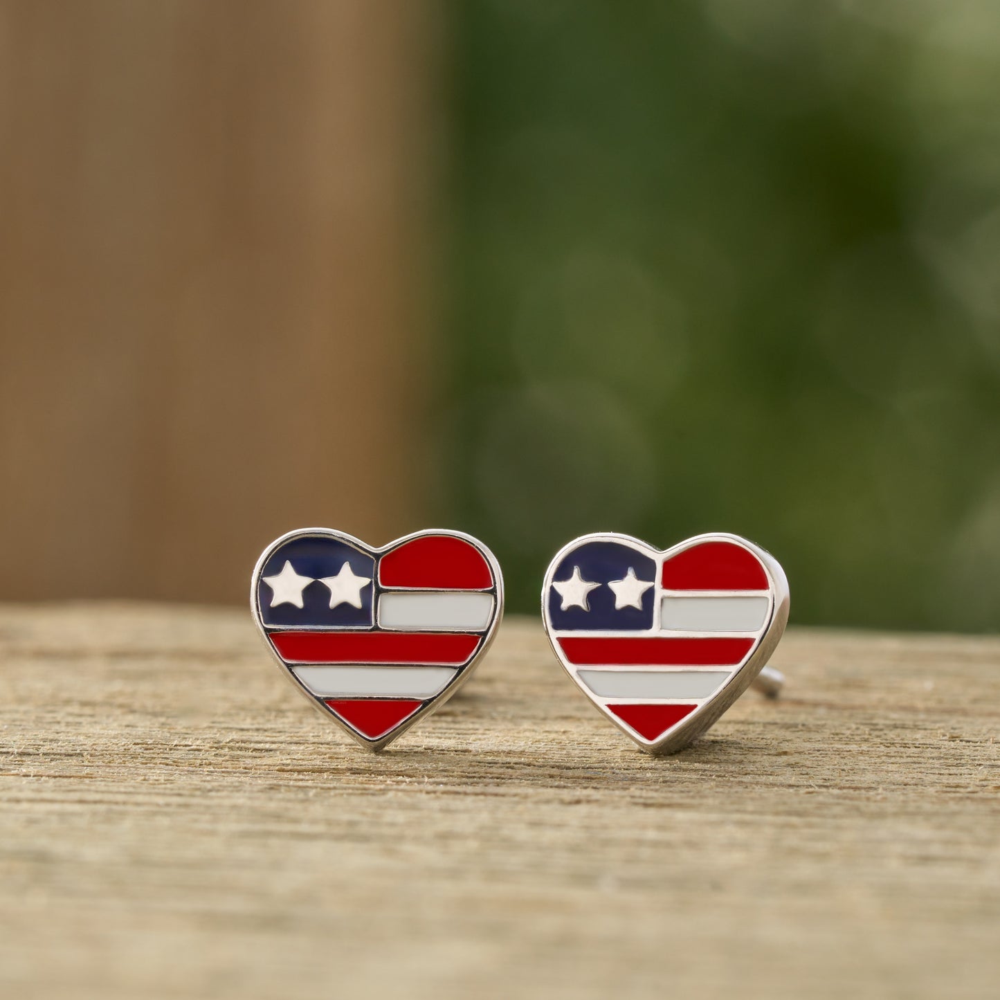 Sterling Silver American Flag Studs