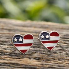 Load image into Gallery viewer, Sterling Silver American Flag Studs Duo