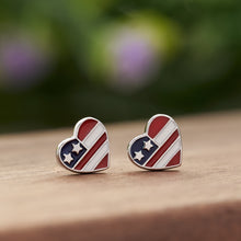 Load image into Gallery viewer, Sterling Silver American Flag Studs