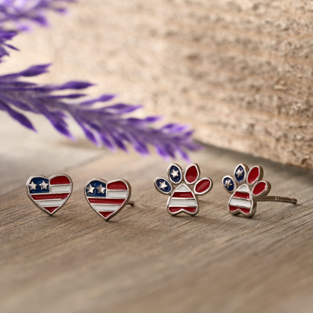 USA Flag Charm 925 Sterling Silver Heart Charm Love Anniversary USA Flag Charm 925 Sterling Silver Heart Charm Love Anniversary