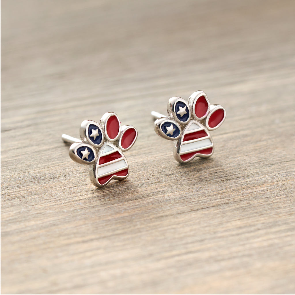 thumbnail image 2 of My Daily Styles Stainless Steel American Flag Stud Earrings – Silver-Tone, Patriotic 2 of 5