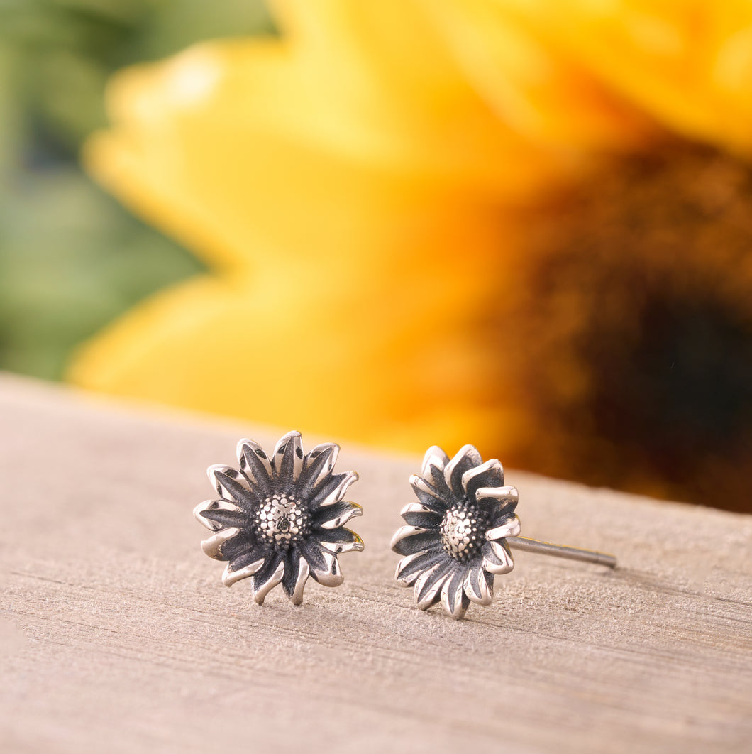 Sterling Silver Sunflower Studs