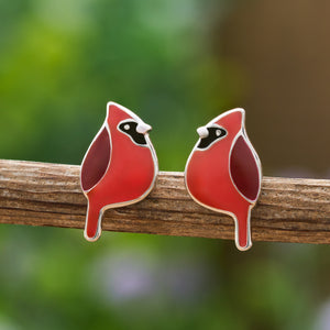 Sterling Silver Cardinal Studs