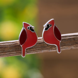 Sterling Silver Cardinal Studs