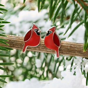 Sterling Silver Cardinal Studs
