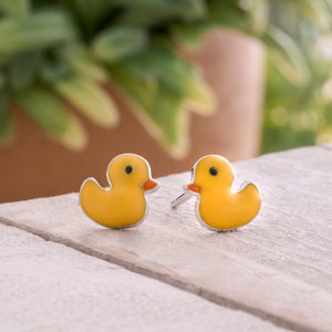 Sterling Silver Little Yellow Duck Stud Earrings