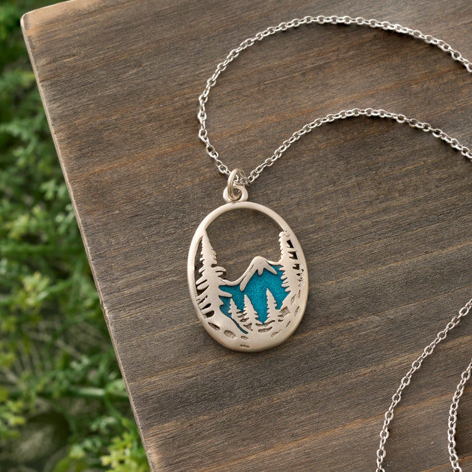 Snowy Forest Mountain Necklace