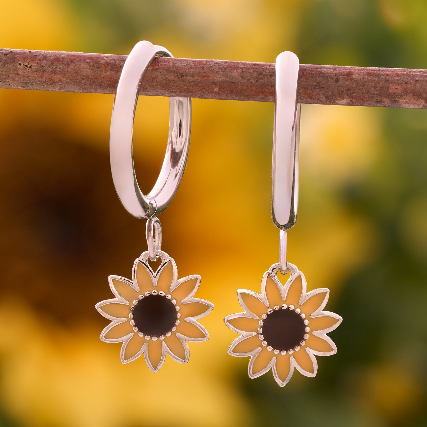 Little Sunflower and Pumpkin Hoop Earrings Bundle