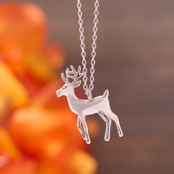 Sterling Silver White-Tailed Deer Necklace