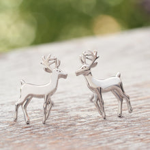 Load image into Gallery viewer, Sterling Silver White-Tailed Deer Studs