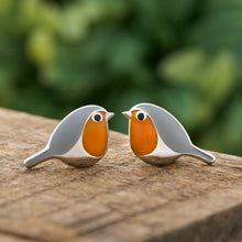 Load image into Gallery viewer, Sterling Silver Robin Studs