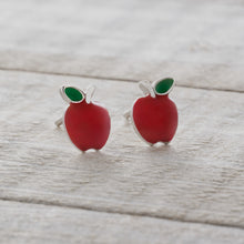 Load image into Gallery viewer, Sterling Silver Little Apple Studs