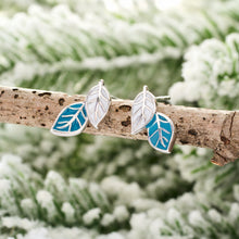 Load image into Gallery viewer, Sterling Silver Frozen Leaves Studs