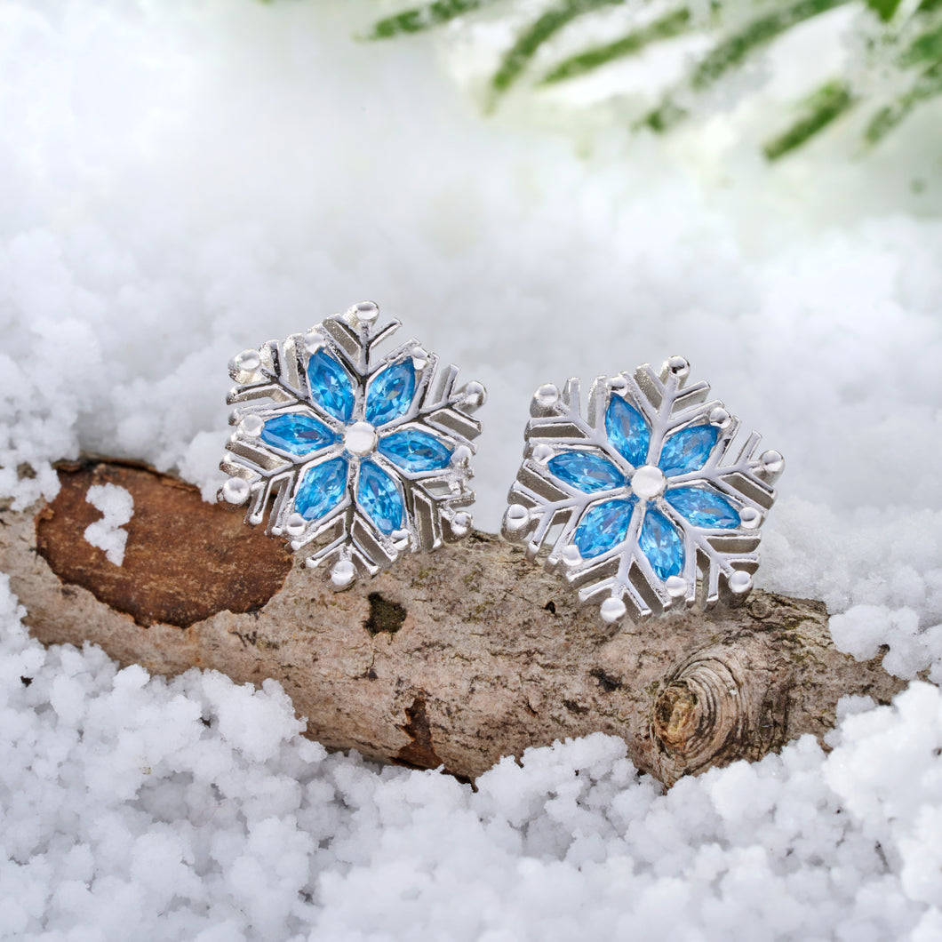 Sterling Silver Snowflake Studs