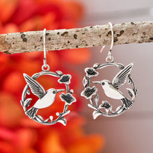 Load image into Gallery viewer, Hummingbird Flower Earrings