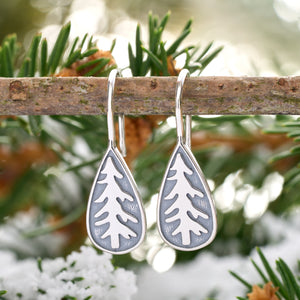 Sterling Silver Nighttime Pine Tree Earrings