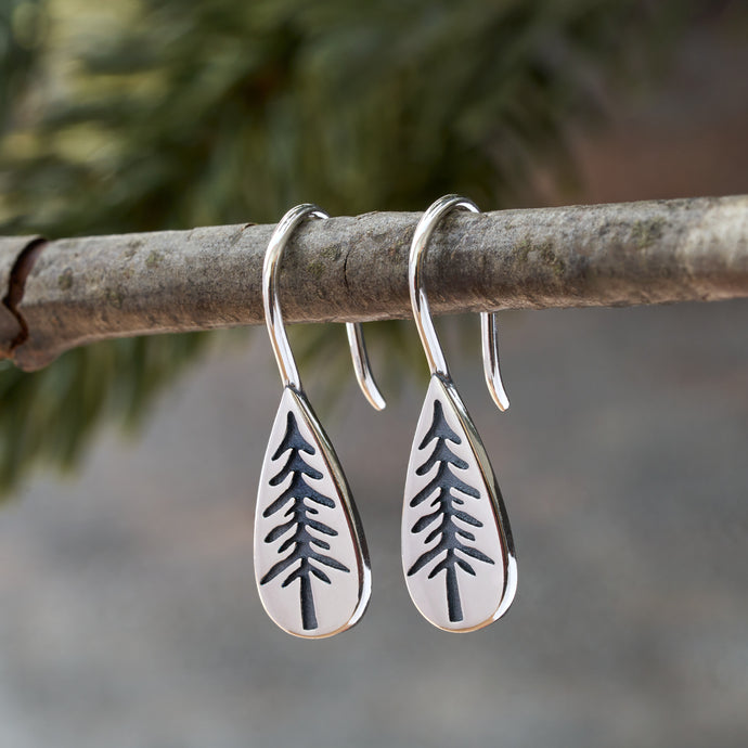 Sterling Silver Daytime Pine Tree Earrings