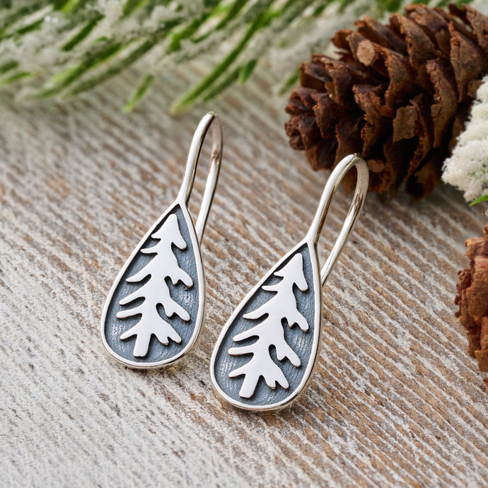 Sterling Silver Nighttime Pine Tree Earrings