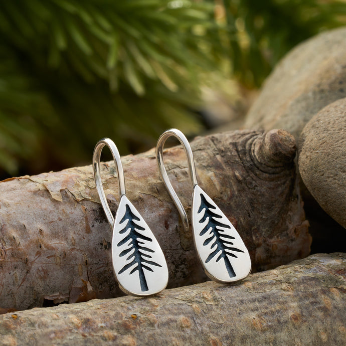 Sterling Silver Daytime Pine Tree Earrings