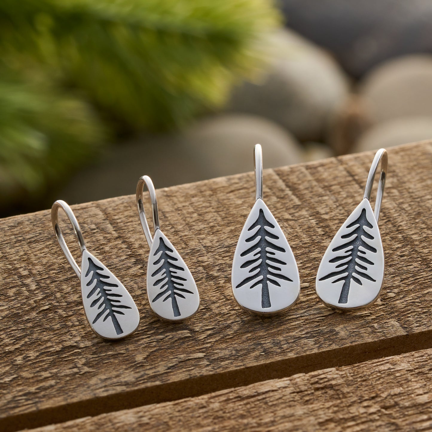Sterling Silver Daytime Pine Tree Earrings