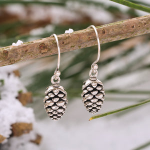 Vintage Pine Cone Earrings with French Hooks