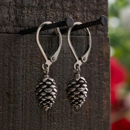 Vintage Leverback Pine Cone Earrings