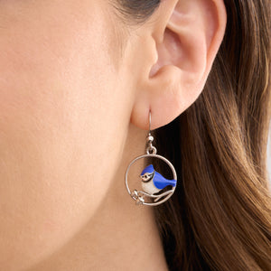 Sand Blue Jay Branch Earrings