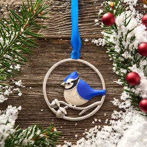 Blue Jay Branch Ornament Gift Set