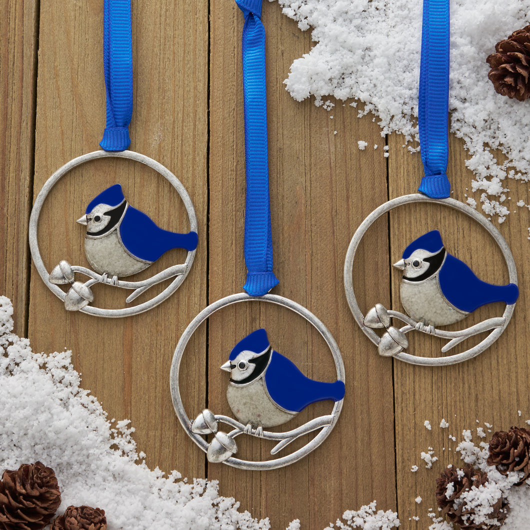 Blue Jay Branch Ornament Gift Set