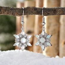Load image into Gallery viewer, White Opal Snowflake Earrings