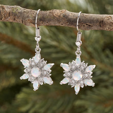 Load image into Gallery viewer, White Opal Snowflake Earrings