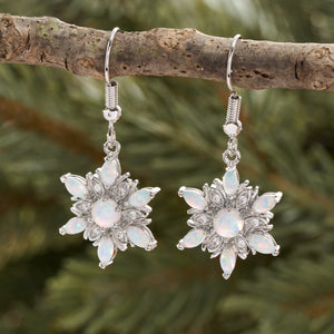 White Opal Snowflake Earrings
