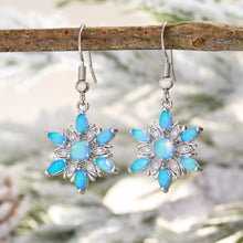 Load image into Gallery viewer, Blue Opal Snowflake Earrings