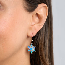 Load image into Gallery viewer, Blue Opal Snowflake Earrings