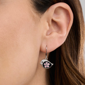 Leverback Cherry Blossom Birdie Earrings
