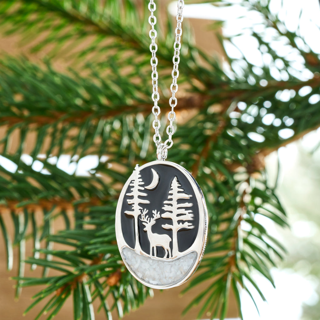 Snowy Forest Deer Necklace