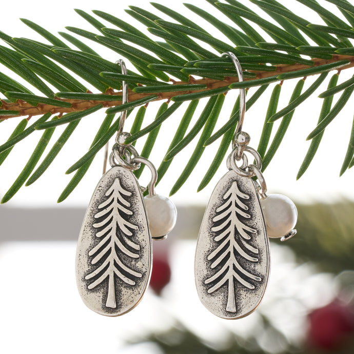Pine Tree Pearl Earrings