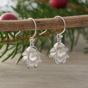 Crystal Pearl Leaf Wrap Earrings - Silver