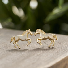 Load image into Gallery viewer, Gold Sterling Silver Galloping Horse Studs