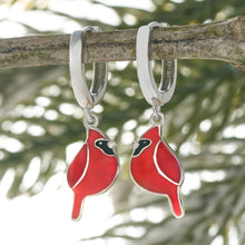 Load image into Gallery viewer, Little Cardinal Hoop Earrings